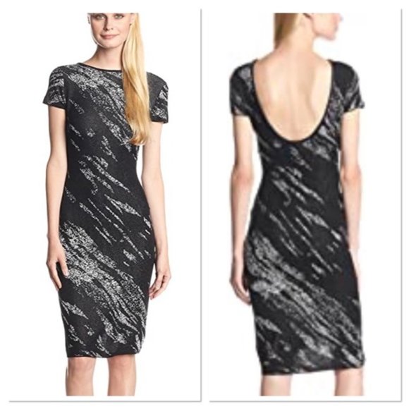 BCBGMAXAZRIA Jackee Crackled Jacquard Dress M - Picture 2 of 5